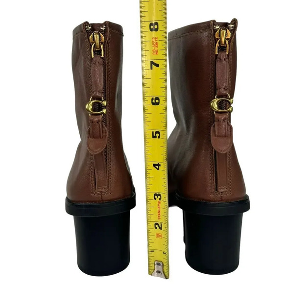 Coach Gabi Bootie Brown Leather Rounded Toe Ankle Boots Fall Chic Classic Size 8 - Picture 5 of 8